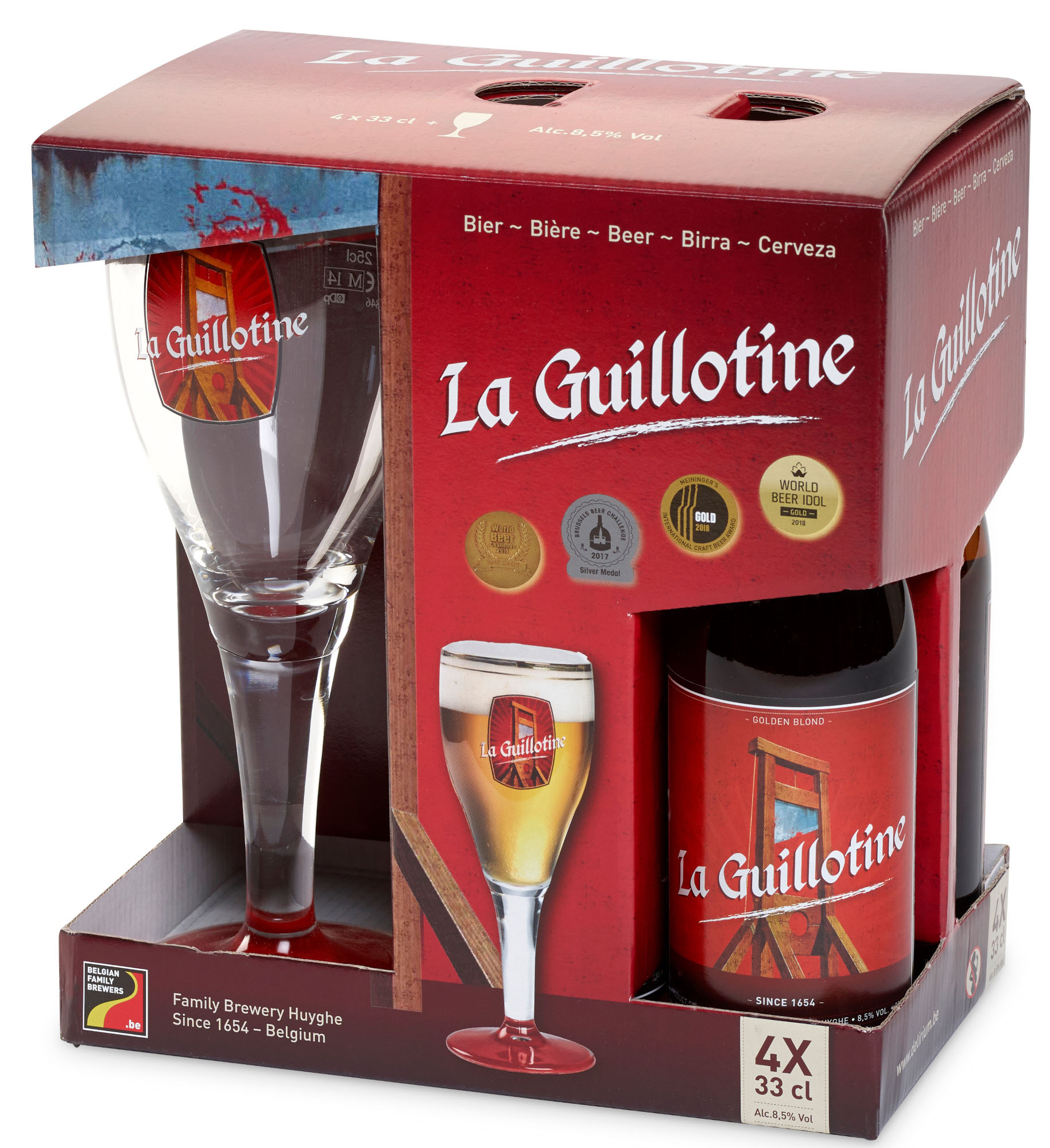 La Guillotine Geschenkverpakking +glas Doos 6x4x33 cl 8,5%