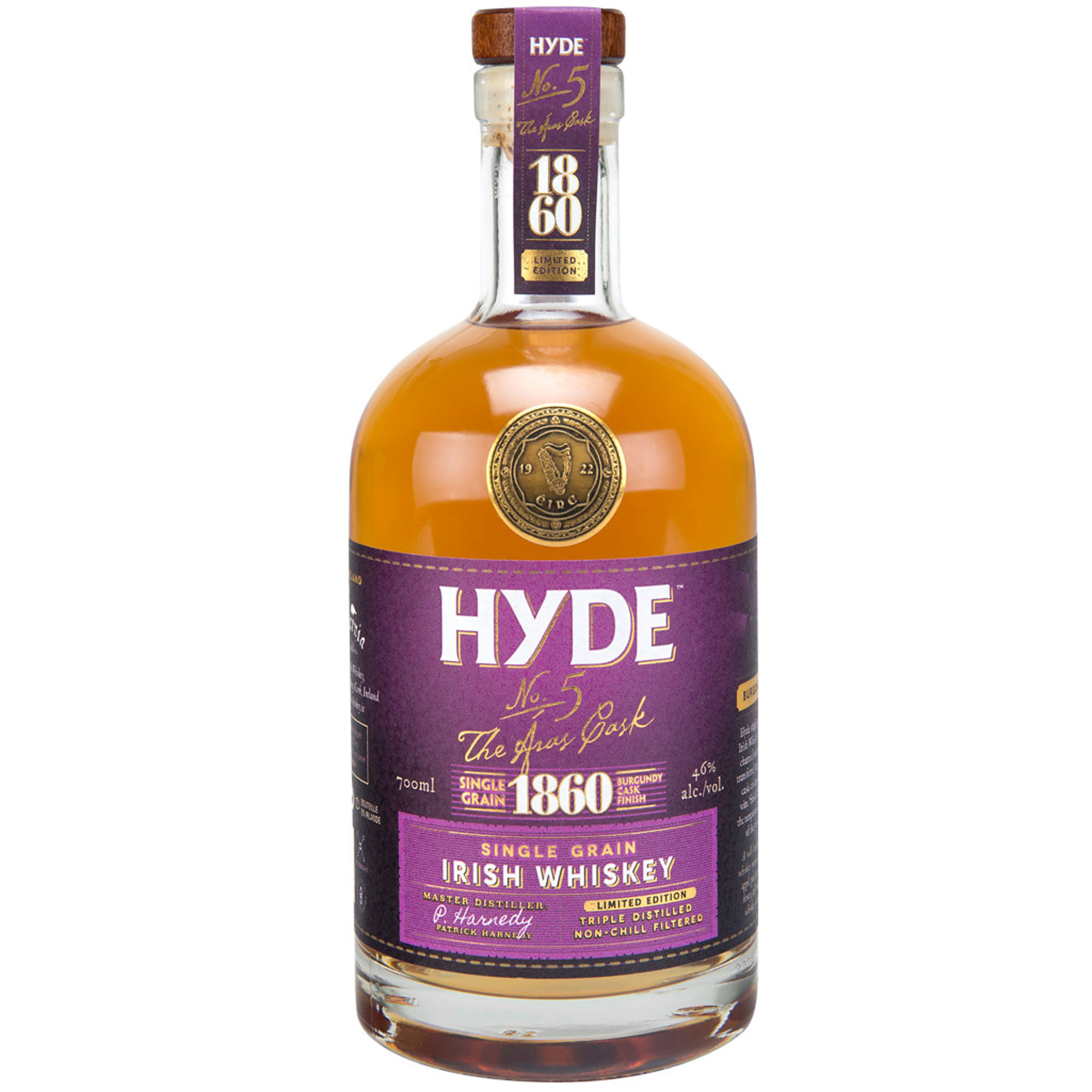 Hyde No.5 6Y Aras Cask Single Grain Burgundy Cask Fles 70 cl 46%