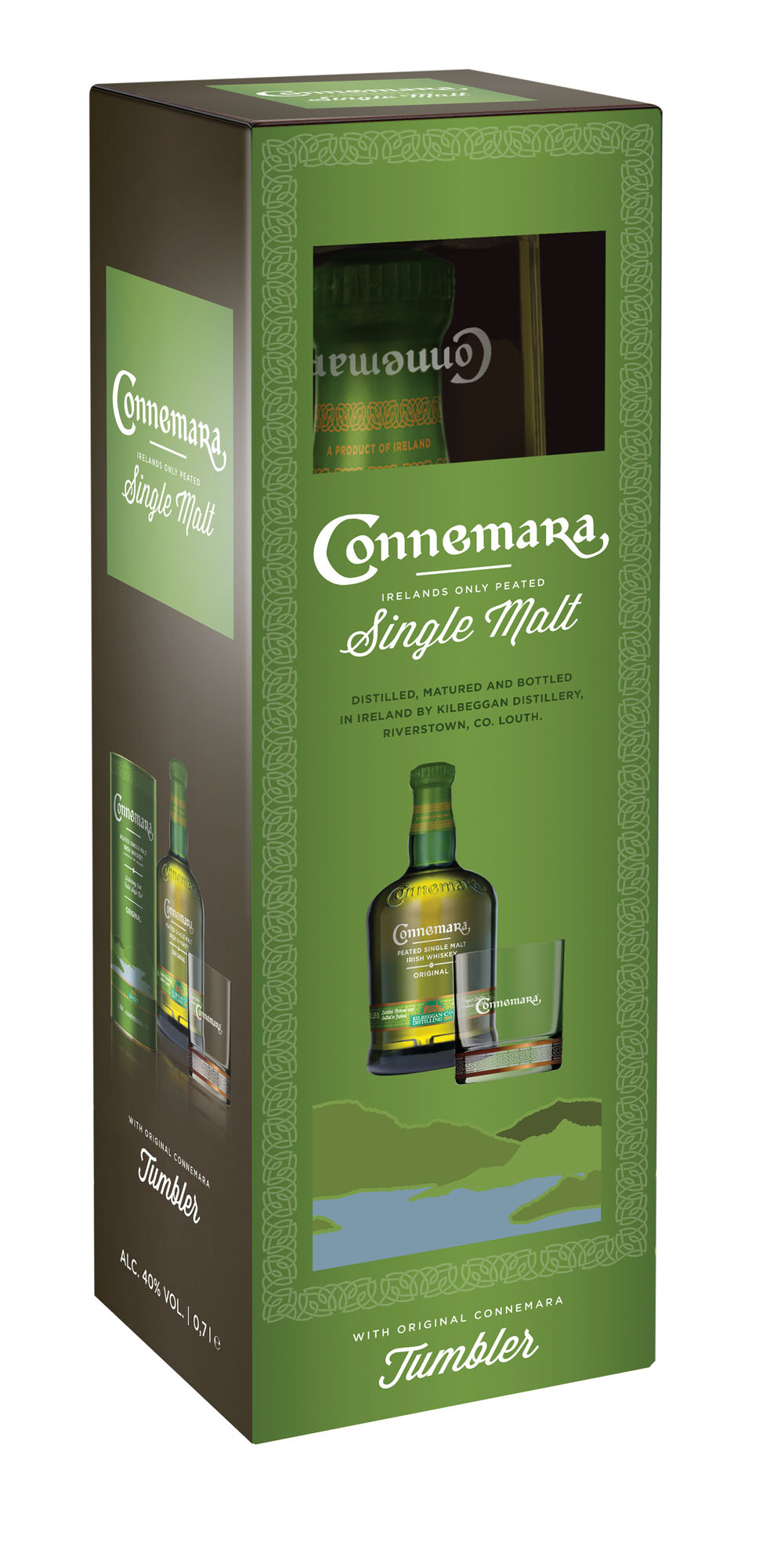 Connemara Irish Single Malt GV +tumbler glas Fles 70 cl 40%