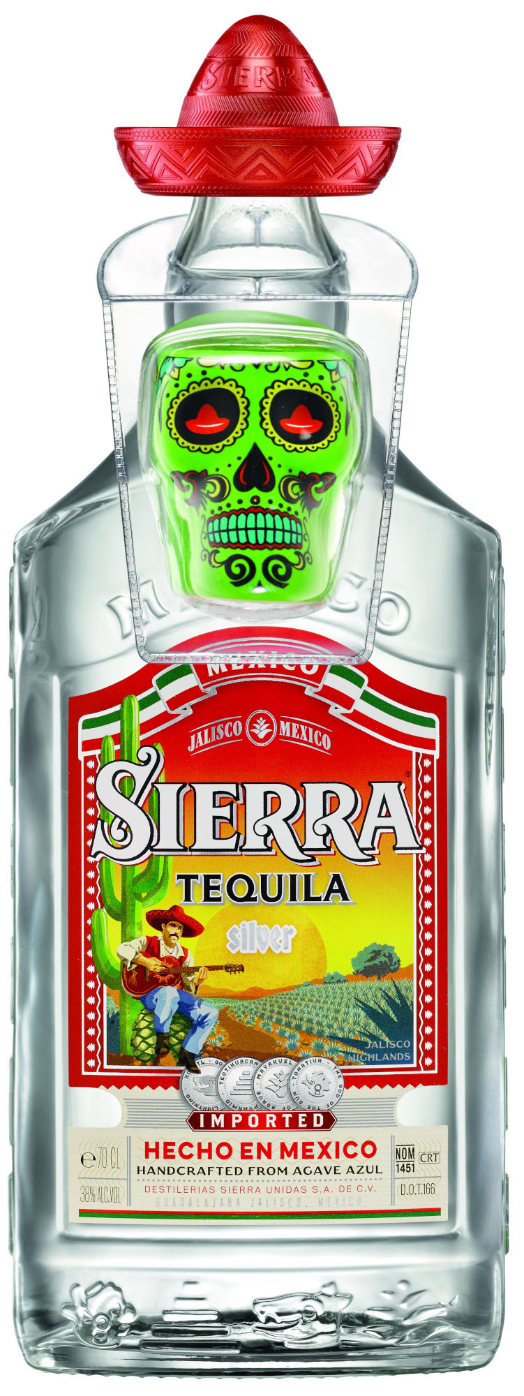 Tequila Sierra Silver +Shot glas Fles 70 cl 38%