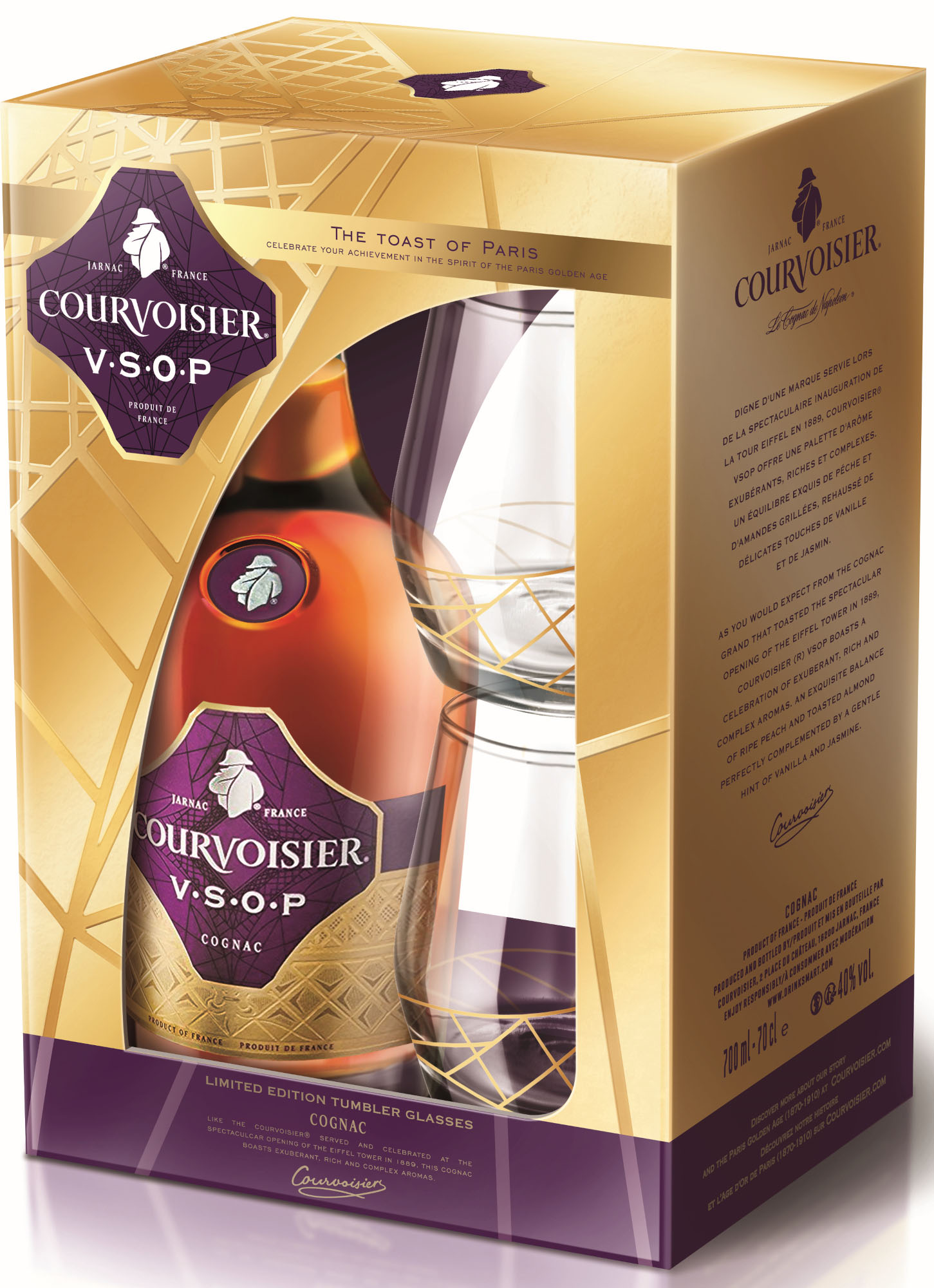 Courvoisier VSOP GV Tumb + 2gl Fles 70 cl 40%