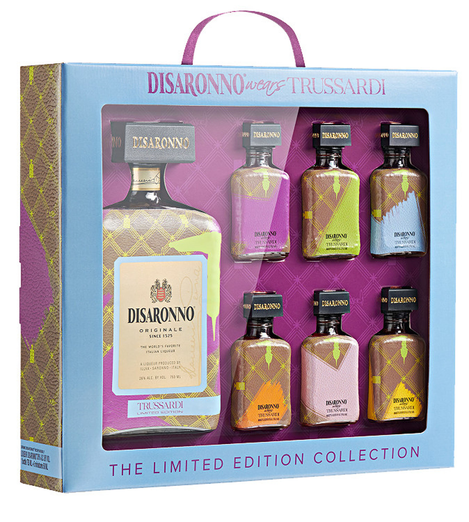 Disaronno Trussardi Fles 70 cl + 6x5 cl mini's 28%