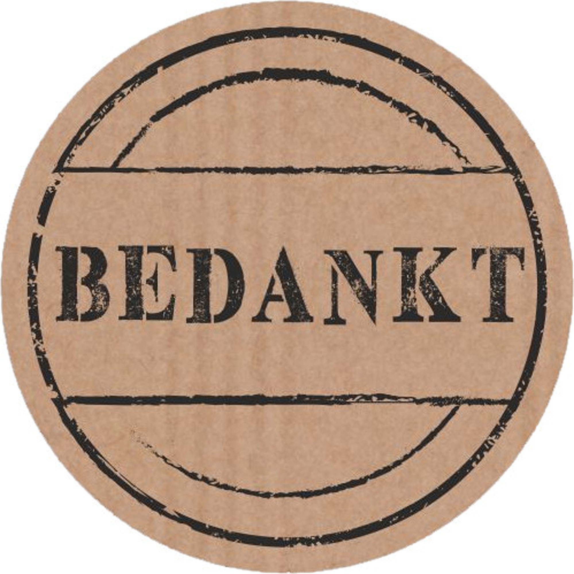 Etiket Bedankt kraft/zwart rond Doos 1x500 stuk