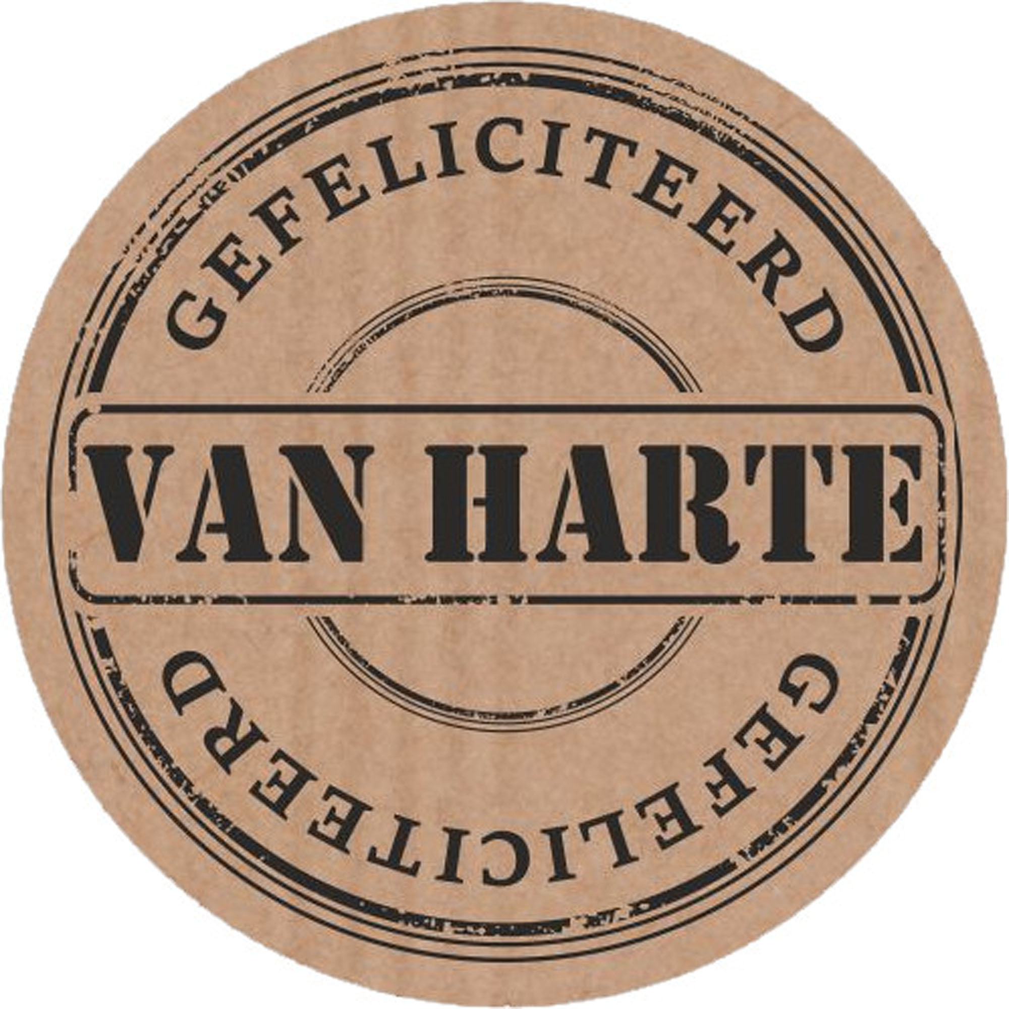 Etiket Van Harte zwart rond 35mm Stuk 1x500 stuk