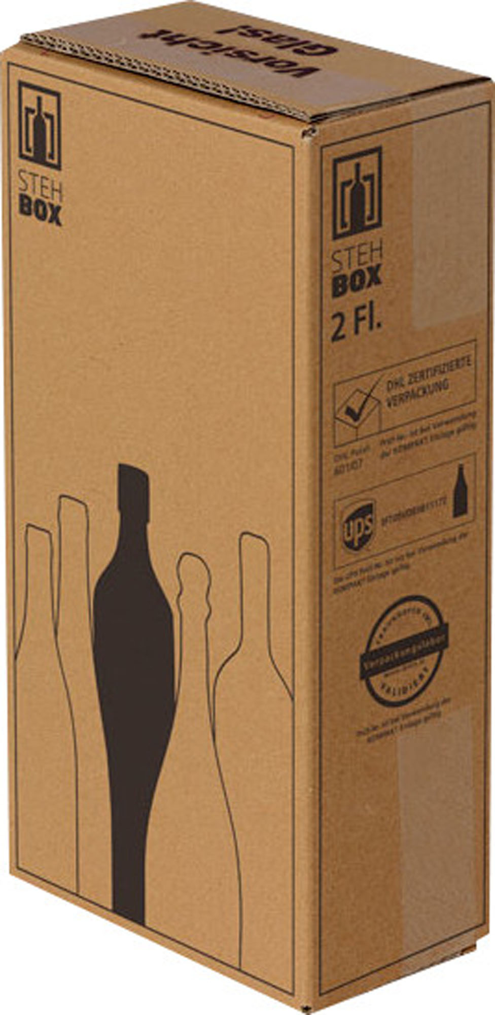 Verzenddoos Stehbox Kompakt + inleg Stuk 2-fles