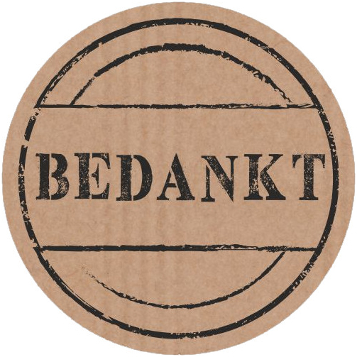 Etiket Bedankt kraft/zwart rond Doos 1x500 stuk