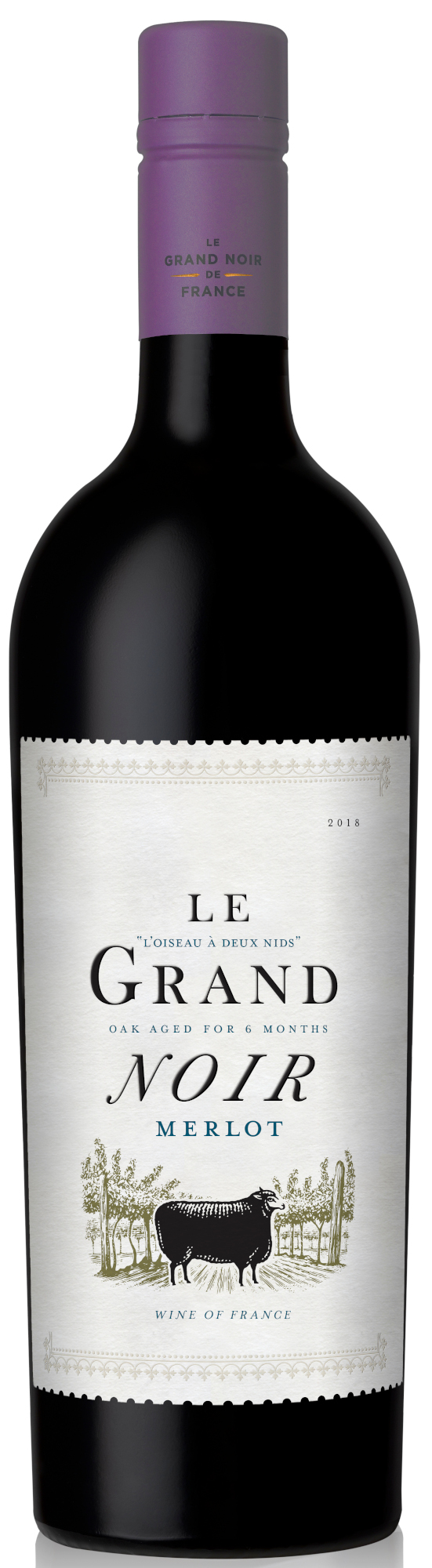 Le Grand Noir Merlot Pays d'Oc Fles 75 cl 13%