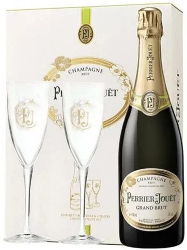 Perrier-Jouët Brut Giftpack + 2gl Fles 75 cl 12%