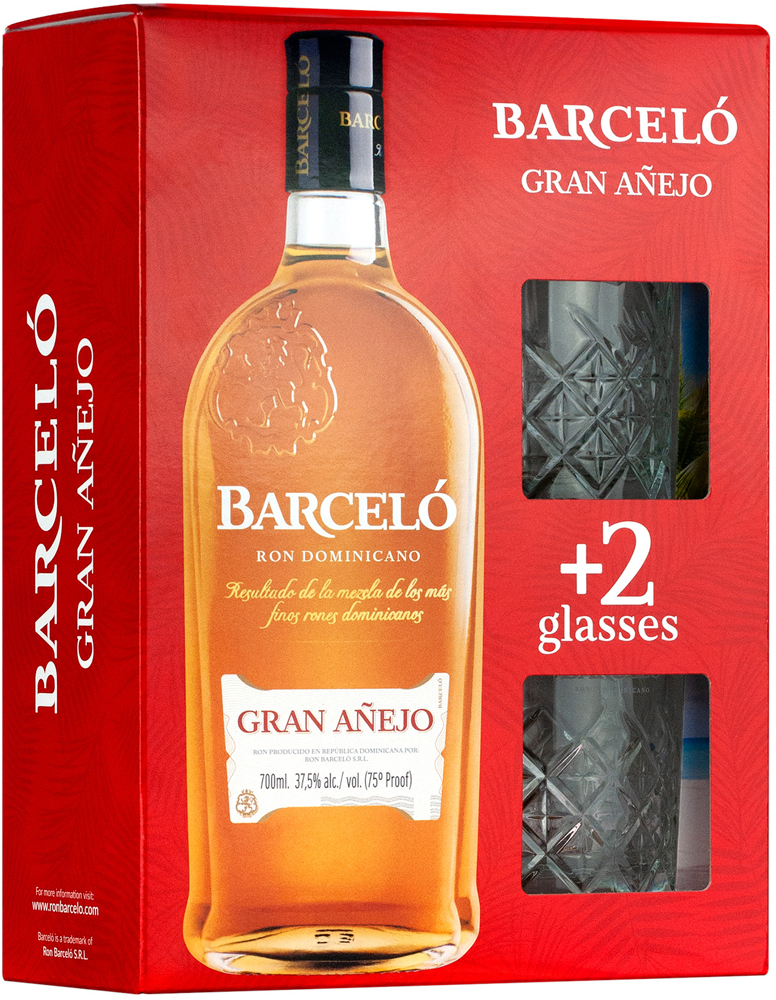 Barcelo Gran Anejo GV + 2 glazen Fles 70 cl 37,5%