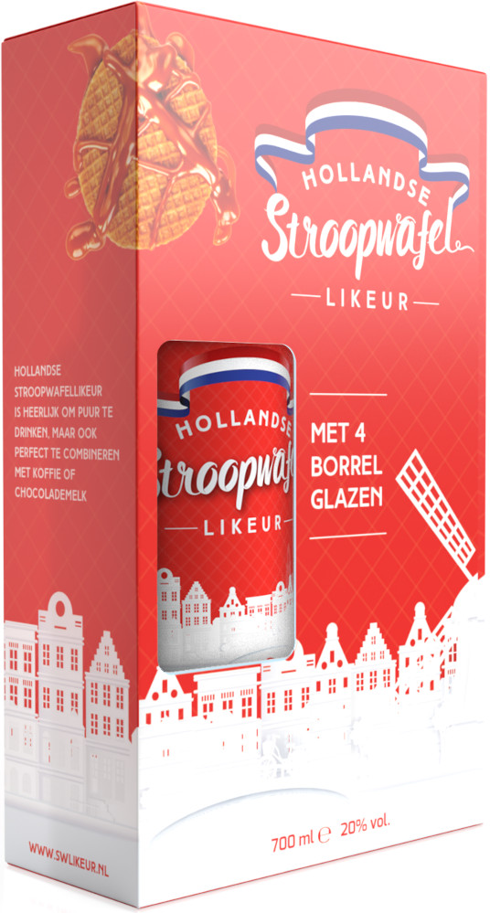 Hollandse Stroopwafel lik.GB + 4 gl Fles 70 cl 20%