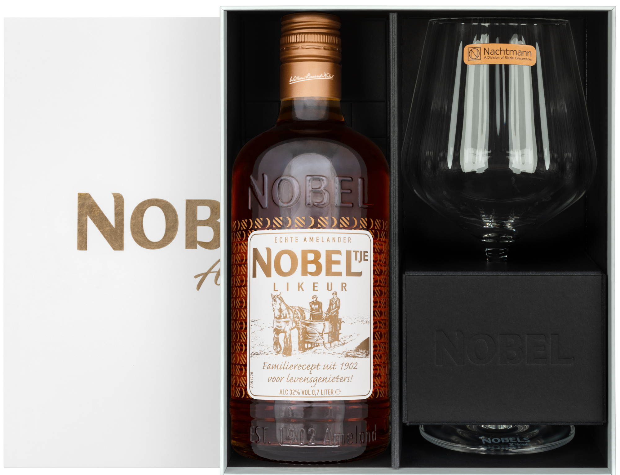 Nobeltje GV +cocktailglas Fles 70 cl 32%