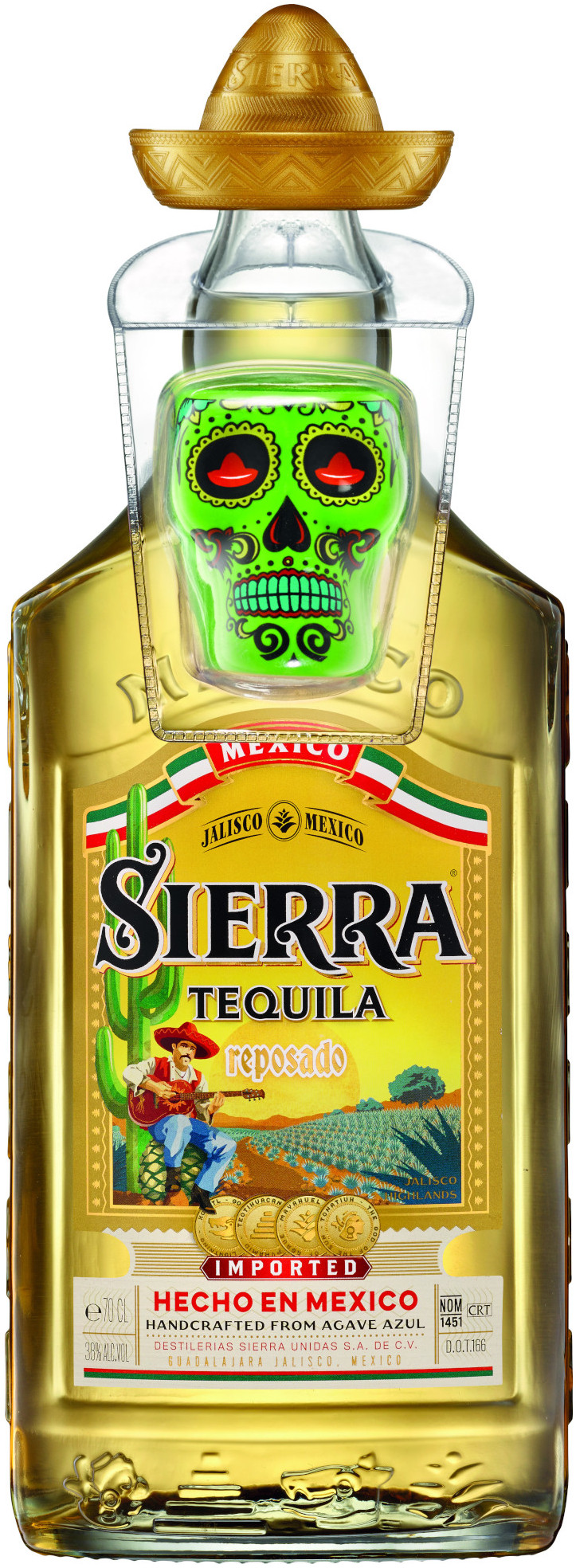 Tequila Sierra Reposado +Shot glas Fles 70 cl 38%