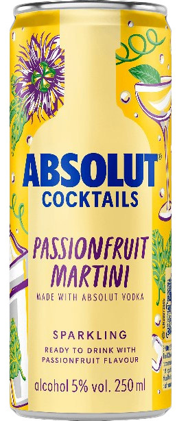 Absolut Passionfruit Martini blik Tray 12x25 cl 5%