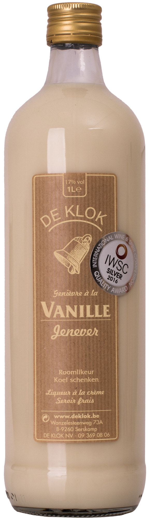 De Klok Vanille Jenever Fles 100 cl 17%