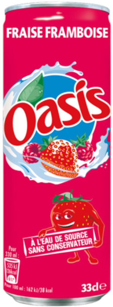 Oasis Aardbei Framboos blik Tray 4x6x33 cl