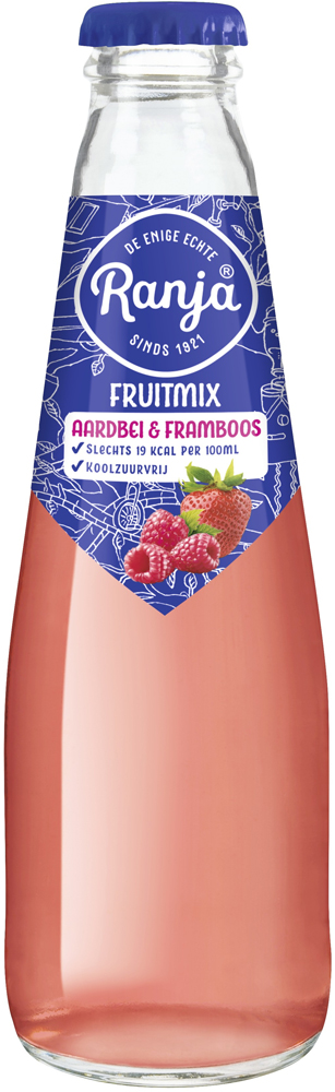 Ranja Fruitmix Aardbei & Framboos Krat 28x20 cl