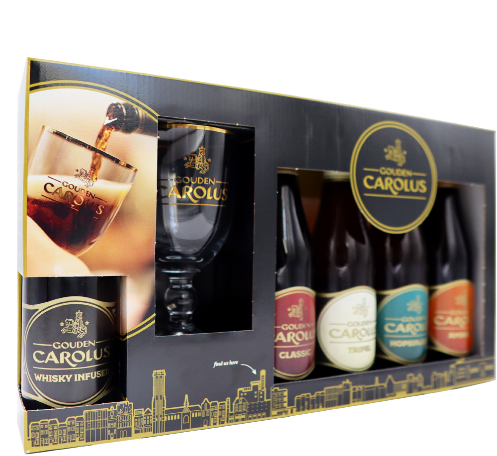 Gouden Carolus GV + glas Doos  4x5x33 cl 9%